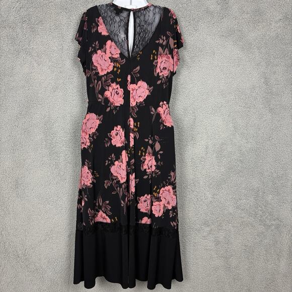 Torrid Midi Dress Woman Floral Studio Knit Stretch Tiered Pockets size Large - Picture 5 of 14